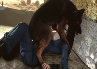 Submissive chick hard fucked by a horny zoophile